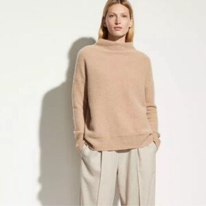Vince Cashmere Funnel Neck Sweater Camel S